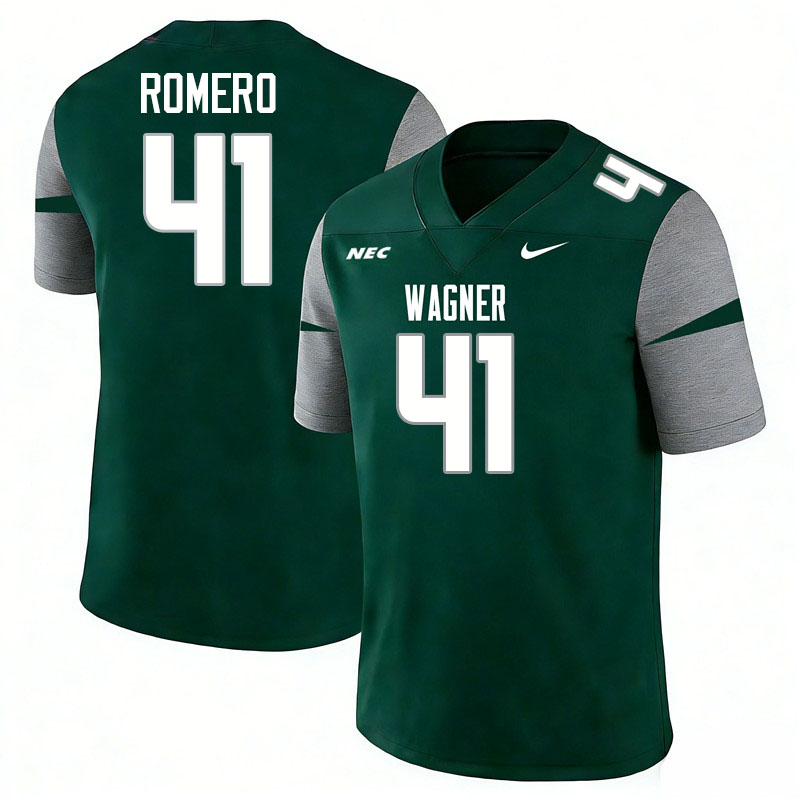 Wagner Seahawks #41 Nicholas Romero College Football Jerseys,Uniforms Stitched-Green